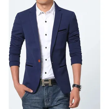 Pánské sako Pánské slim sako různé barvy Velikost: L, Barva (Varianta): Tmavě modrá