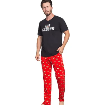 Pánské pyžamo Černo červené býčí pyžamo pro muže, Go fastr 1P1394 červená m