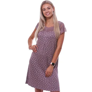 Dámská noční košile Krajková i srdíčková hnědá a růžová jemná luxusní noční košilka pro ženy či dívky 1D1391 hnědá l