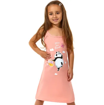 Dámské oblečení Meruňová dívčí noční košilka, Veselý sen s Pandou 1F0855 oranžová 98-104-3-4-let