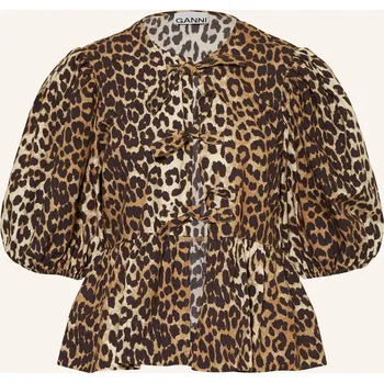 Dámská halenka Ganni Dámský Halenkový Top, světle hnědá / krémová / černá, 38