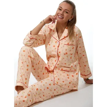 Dámské pyžamo Elegantní pyžamo pro ženy - flanel 1DF0007 žlutá l