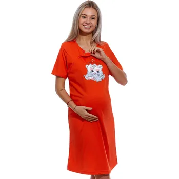 Dámské noční prádlo Tmavě oranžová těhotenská a kojící košile TULÍCÍ SE MEDVÍDCI 1C3526 oranžová xl