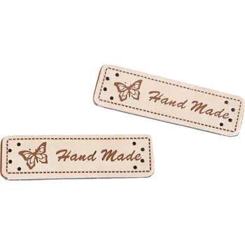 Hand made štítek - eko kůže krémová