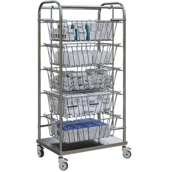 Plošinový vozík WIRE MOBIL 05 mobilní vozík s drátěnými koši, 1380x680x440 mm, nerez