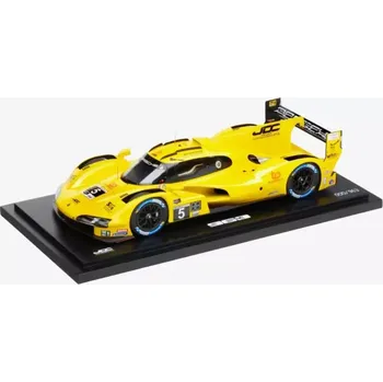 autíčko PORSCHE 963 JDC-Miller Motorsports Ltd Model 1:18 startovní číslo 5 žlutá (Sběratelský model, tlakově litý.)