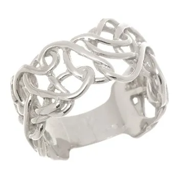 Prsten Široký stříbrný prsten splétaný STRP0599F + dárek zdarma