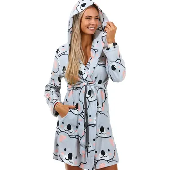 Dámský župan Šedý dámský teploučký župan s koalou grafity 1Z1419 šedá xl