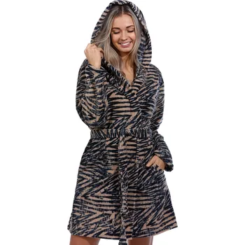 Dámský župan Hnědý i šedý dámský teploučký župan modrní grafitové štrafy 1Z1650 hnědá xl