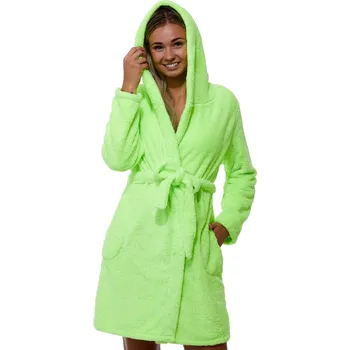 Dámský župan Reflexní zeleno žlutý dámský župan huňatý 1Z1368 zelená s