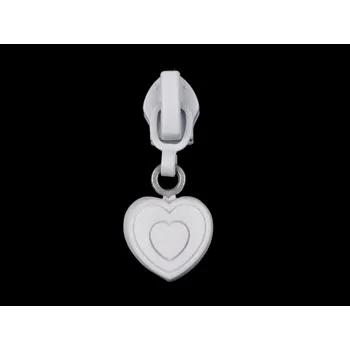 Zip Výprodej - 50 ks - Jezdec ke spirálovým zipům No 6 srdce - bílá, srdce Varianta: bílá, Balení: 50 ks