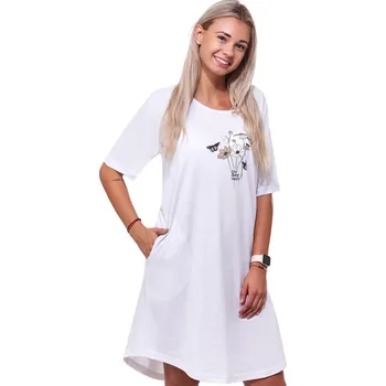 Dámské noční prádlo Šedá noční košilka s krátkými rukávy pro ženy či dívky s hnědou kytkou 1C3617 šedá 2xl