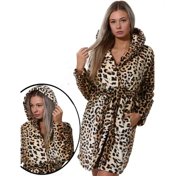 Dámský župan Dámský župan huňatý Tygří vzor 1Z1163 hnědá s