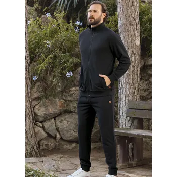 Pánské pyžamo Černé bavlněné extra hřejivé pánské pyžamo na zip 1P1819 černá m