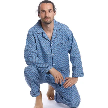 Pánské pyžamo Modré teplé flanelové pyžamo pro muže klasické 1PF0057 modrá m