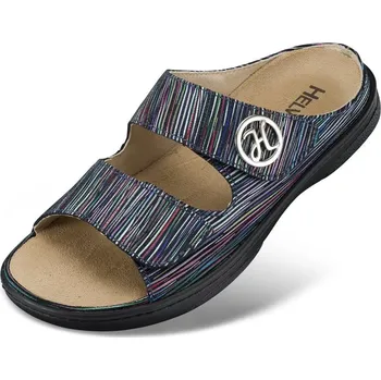 Dámská zdravotní obuv Dámské pantofle s pásky na suchý zip, ražená useň, modrá-multi: 40