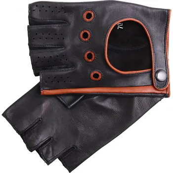 Rukavice Špongr Pánské kožené autorukavice PRESTON BP černé s koňakově hnědou Velikost: 9"