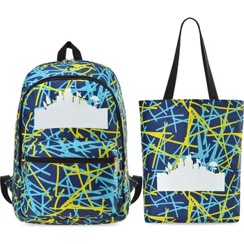 Sportovní batoh Komplet školní batoh + taška shopper + komplet tužkové pouzdro full print graffiti s barevným vzorem – granátový 5902734953322