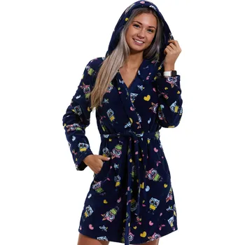 Dámský župan Modrý dámský teploučký župan se sovičkami 1Z1347 modrá l