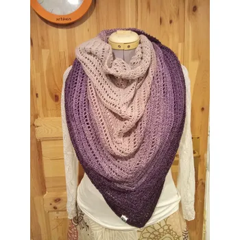 Háčkovaný šátek odstíny fialové