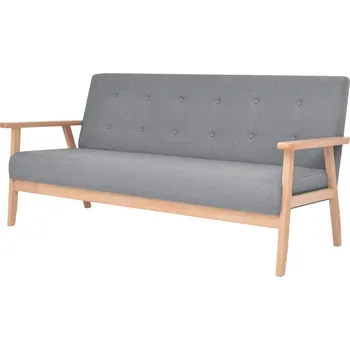 Pohovka vidaXL Marketos Trojmístná sedačka textilní čalounění světle šedá