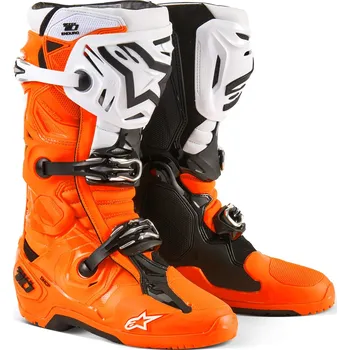 Moto obuv Boty TECH 10 ENDURO, ALPINESTARS (oranžová fluo/černá/bílá) 2026 (Velikost: 48)