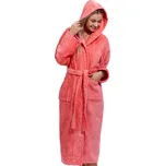 Meruňkový dlouhý župan do porodnice na kojení z extra foroté MOTÝLÍ VZOR 1ZF3003 červená xxl