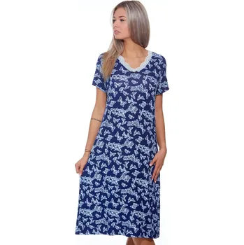 Dámská noční košile Noční košilka jemná 1D0802 modrá 1xl