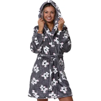 Dámské pyžamo Šedý župan do porodnice huňatý s Medvídky 1Z1211 šedá s