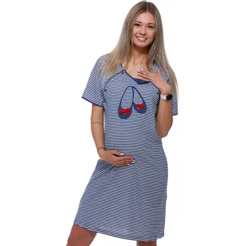 Dámské noční prádlo Kojící a těhotenská košilka 1C0083 modrá xxl