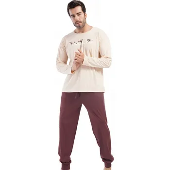 Pánské pyžamo Béžové i hnědé pyžamo pro muže s volavkami Expore 1P1778 béžová xxl
