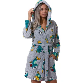 Dámský župan Šedý dámský teploučký župan veselý Žabáček 1Z1158 zelená m