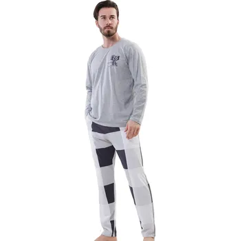 Pánské pyžamo Šedé kostkované pyžamo pro muže 1P1569 šedá xxl