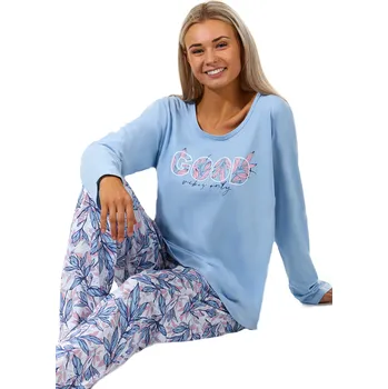 Dámské pyžamo Modré i růžově lístečkové pyžamo pro plnoštíhlé ženy GOOD 1B1829 modrá 3xl