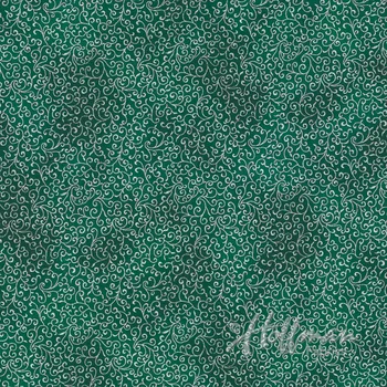 Hoffman 3290-075 Malé spirálky na zelené vánoční stříbrotisk bavlněná látka