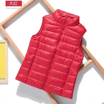 Dámská vesta Prošivaná vesta s kachním peřím Barva: Červená, Velikost: 3XL