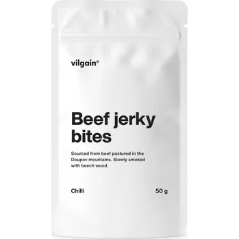 Sušená potravina Vilgain Hovězí jerky bites – chilli 50&nbsp;g