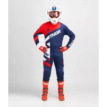 Moto dres A Motokrosový - enduro komplet kalhot a dresu THOR SECTOR CHECKER CHARCOAL NAVY MODRÁ/ČERVENÁ VELIKOST 36+XL