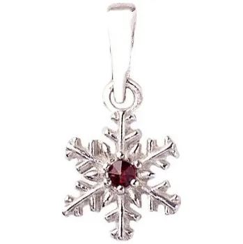 Přívěsek granát - stříbrný přívěsek - vločka (1175) povrchová úprava: zlacené