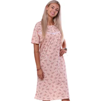 Dámské noční prádlo Meruňková dluhá noční košilka pro plnoštíhlé ženy s květinovým vzorem 1C3622 oranžová 2xl