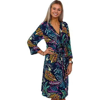 Dámský župan Modrý i více barevný jemný luxusní dámský župan - Džungle 1D1205 modrá 2xl