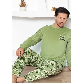 Pánské pyžamo Zelené maskáčové TERMO hřejivé pánské pyžamo ARMY 1P1814 vzorovaná xl