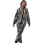 Černobílošedý extra TEPLÝ huňatý OVERAL pro ženy i dívky zvířecí vzor ZEBRA 1Z1620 černá s