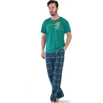 Pánské pyžamo Pyžamo pro muže zelené a modře kárované 1P1566 zelená xl
