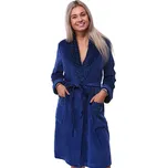 Tmavě modrý sametový hřejivý elegantní i těhotenský župan na kojení BIG pro plnoštíhlé ženy 1TB0065 modrá 4xl