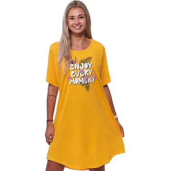 Dámská noční košile Žlutá noční košilka s krátkými rukávy pro plnoštíhlé ženy či dívky enjoy every MOMENT 1C3613 žlutá 2xl