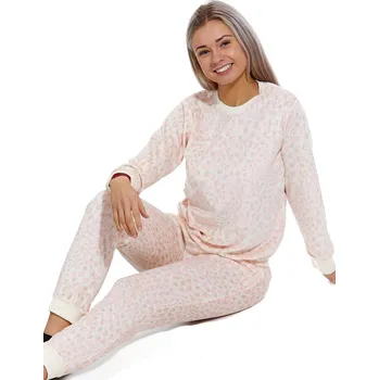 Dámské noční prádlo Dámské pyžamo béžové i růžové strakaté luxusní hřejivé ZVÍŘECÍ VZOR 1B1889 béžová m
