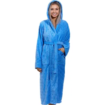 Dámský župan Modrý luxusní dlouhý župan pro ženu z extra froté LABYRINT 1ZF3018 modrá l-xl