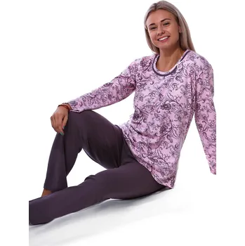 Dámské pyžamo Růžové a hnědé pyžamo pro ženy či dívky renesanční květy 1B2172 růžová xxl