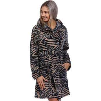 Dámské pyžamo Hnědý i šedý kojící teploučký župan modrní grafitové štrafy 1Z1650 hnědá xl